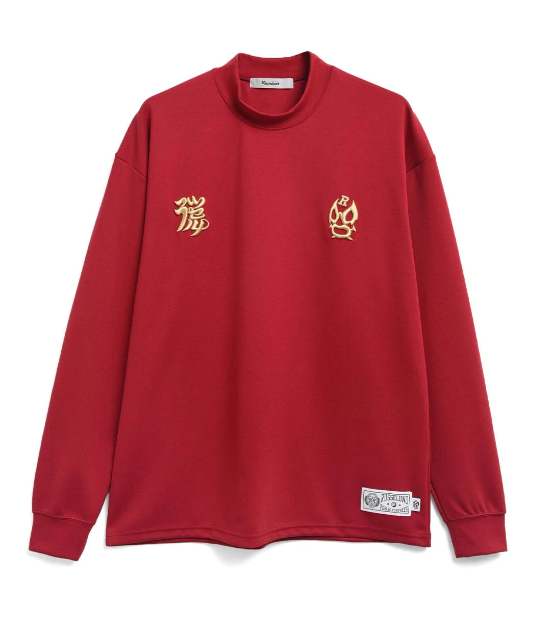 EMBROIDERY LOGO LOOSE FIT MOCKNECK LS